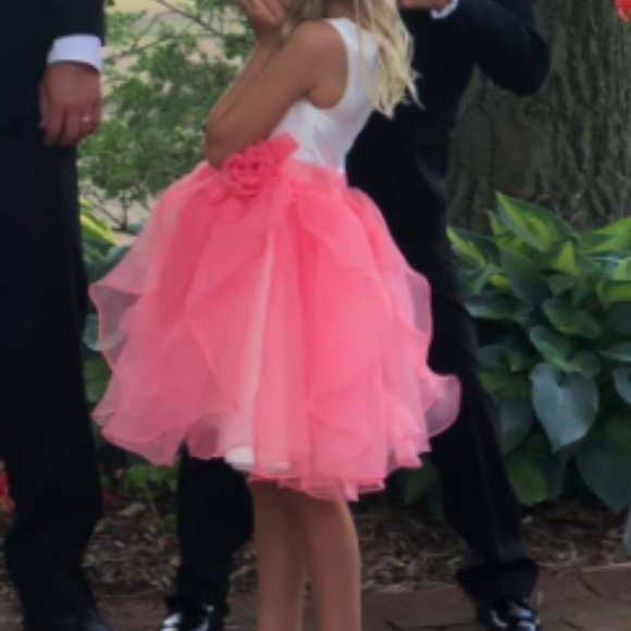 **JJs House** Watermelon Satin Knee-length Flower Girl Dress! - Picture 7 of 7